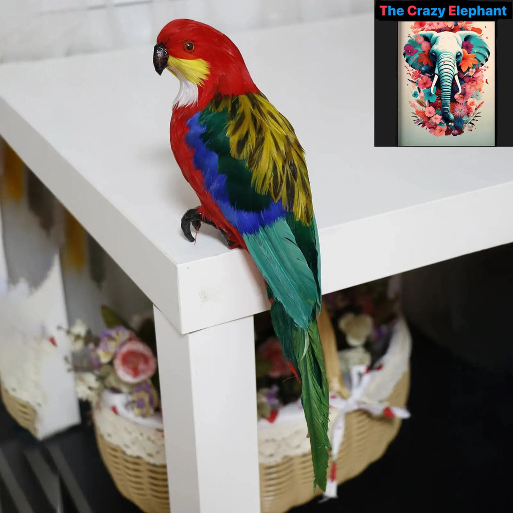 Vibrant Feather Parrot Macaw Statue: Tropical Home Decor
