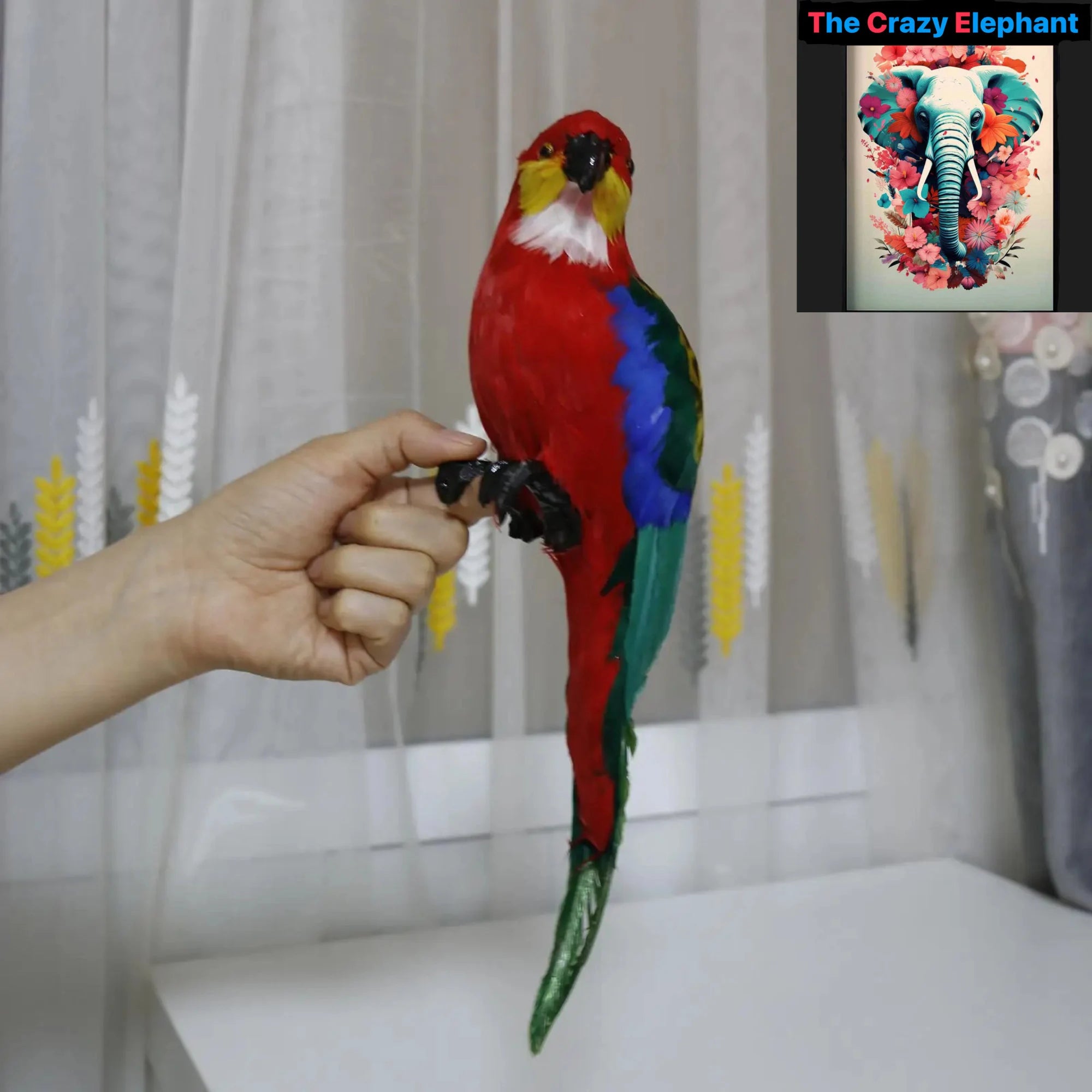 Vibrant Feather Parrot Macaw Statue: Tropical Home Decor