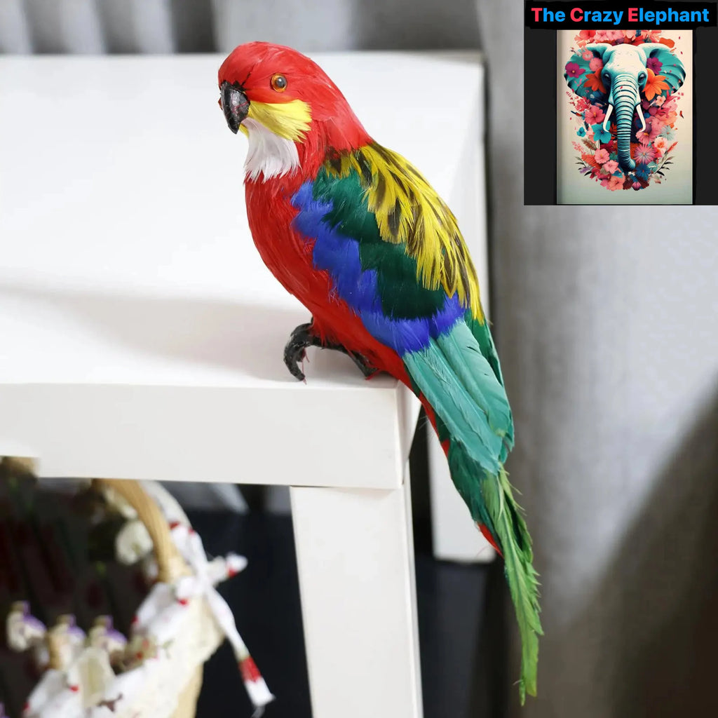 Vibrant Feather Parrot Macaw Statue: Tropical Home Decor