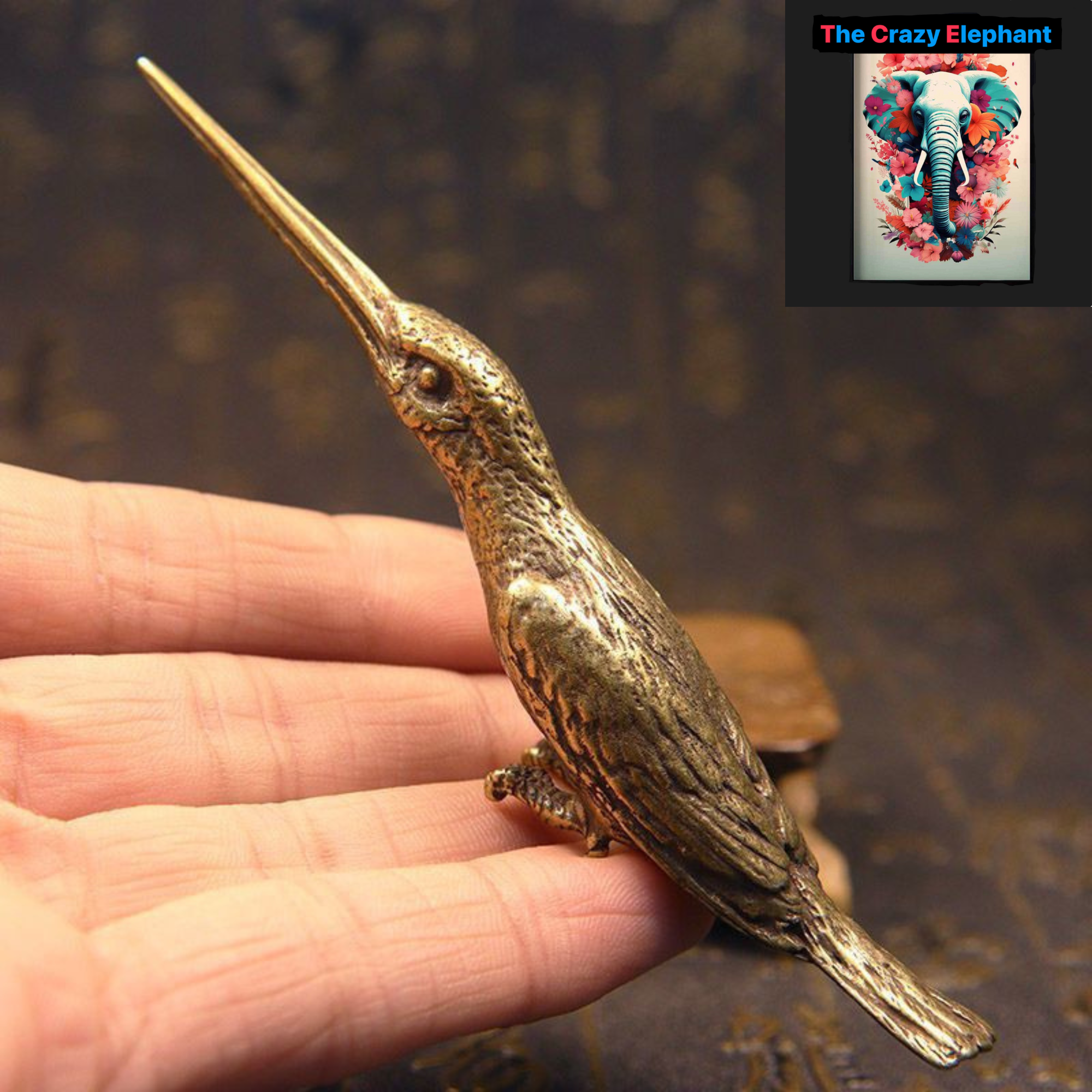 Handmade Copper Woodpecker Figurine: Realistic Bird Desk Decor