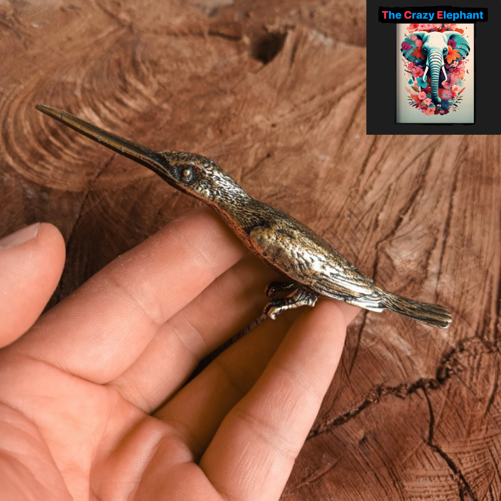 Handmade Copper Woodpecker Figurine: Realistic Bird Desk Decor
