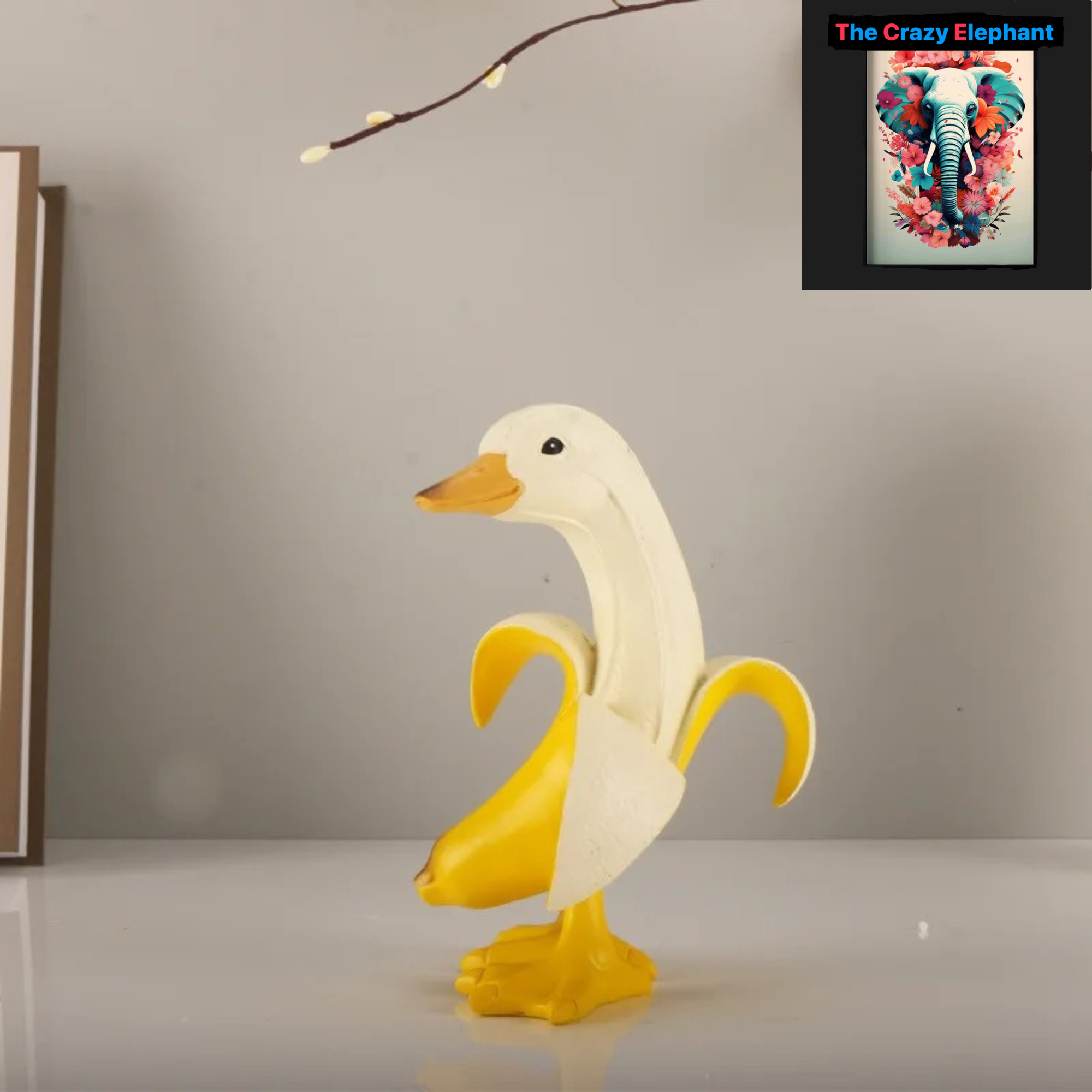 Cartoon Banana Duck Figurine: Funny Resin Animal Sculpture