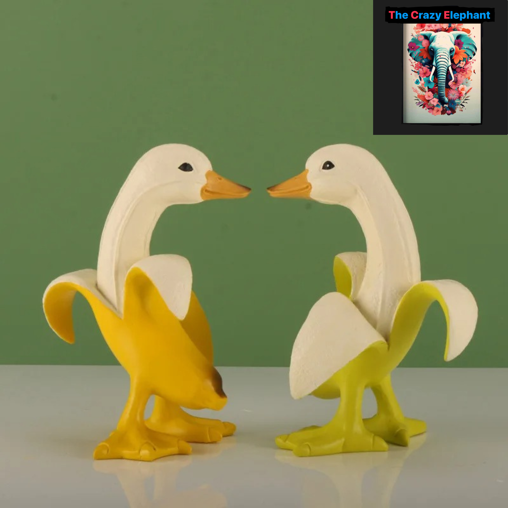 Cartoon Banana Duck Figurine: Funny Resin Animal Sculpture