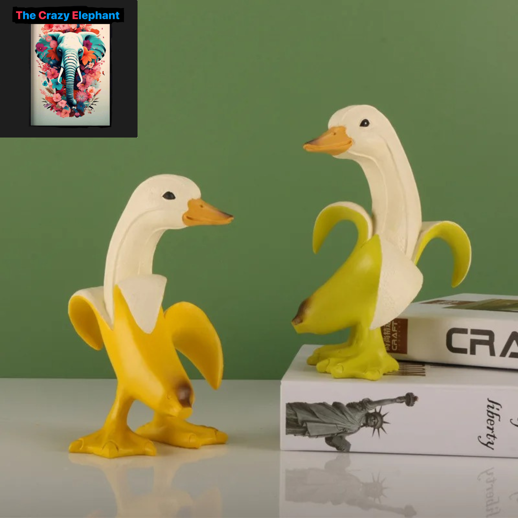 Cartoon Banana Duck Figurine: Funny Resin Animal Sculpture