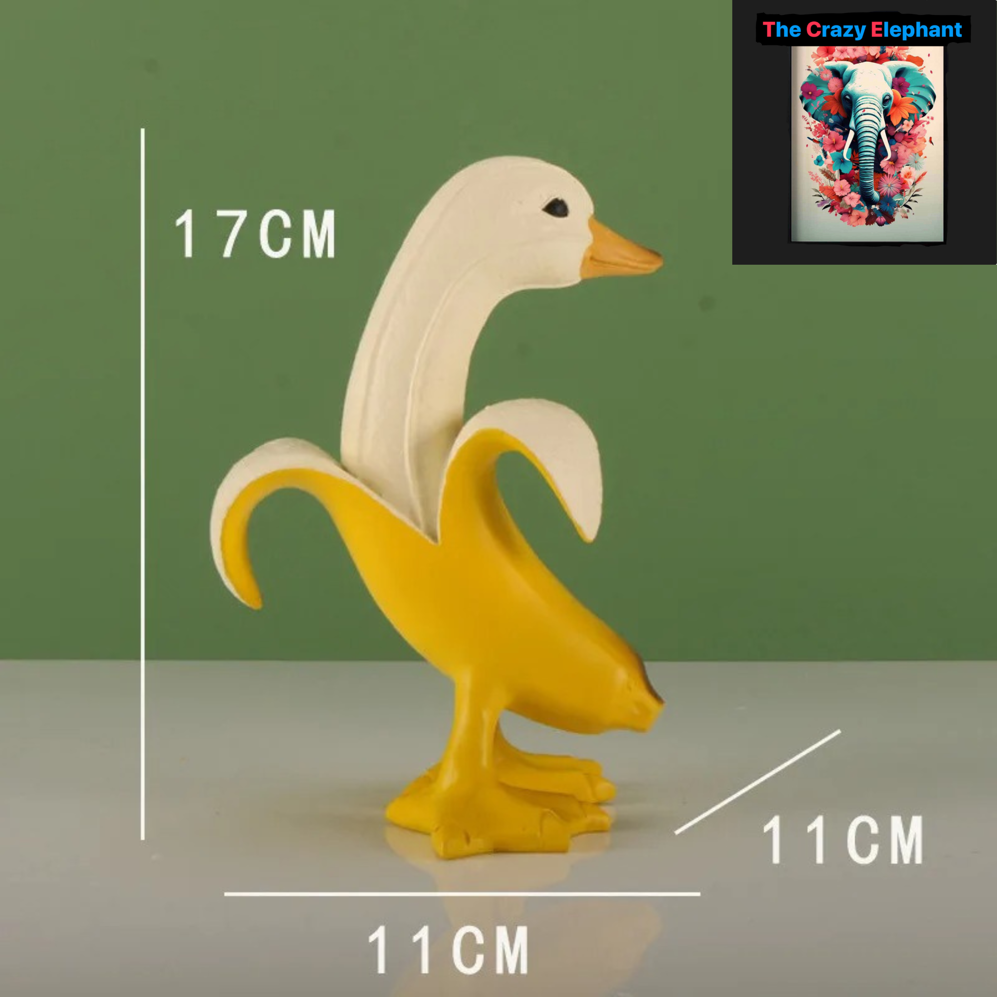 Cartoon Banana Duck Figurine: Funny Resin Animal Sculpture