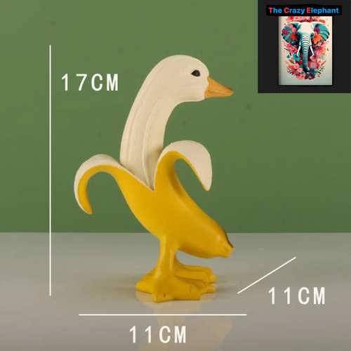 Cartoon Banana Duck Figurine: Funny Resin Animal Sculpture