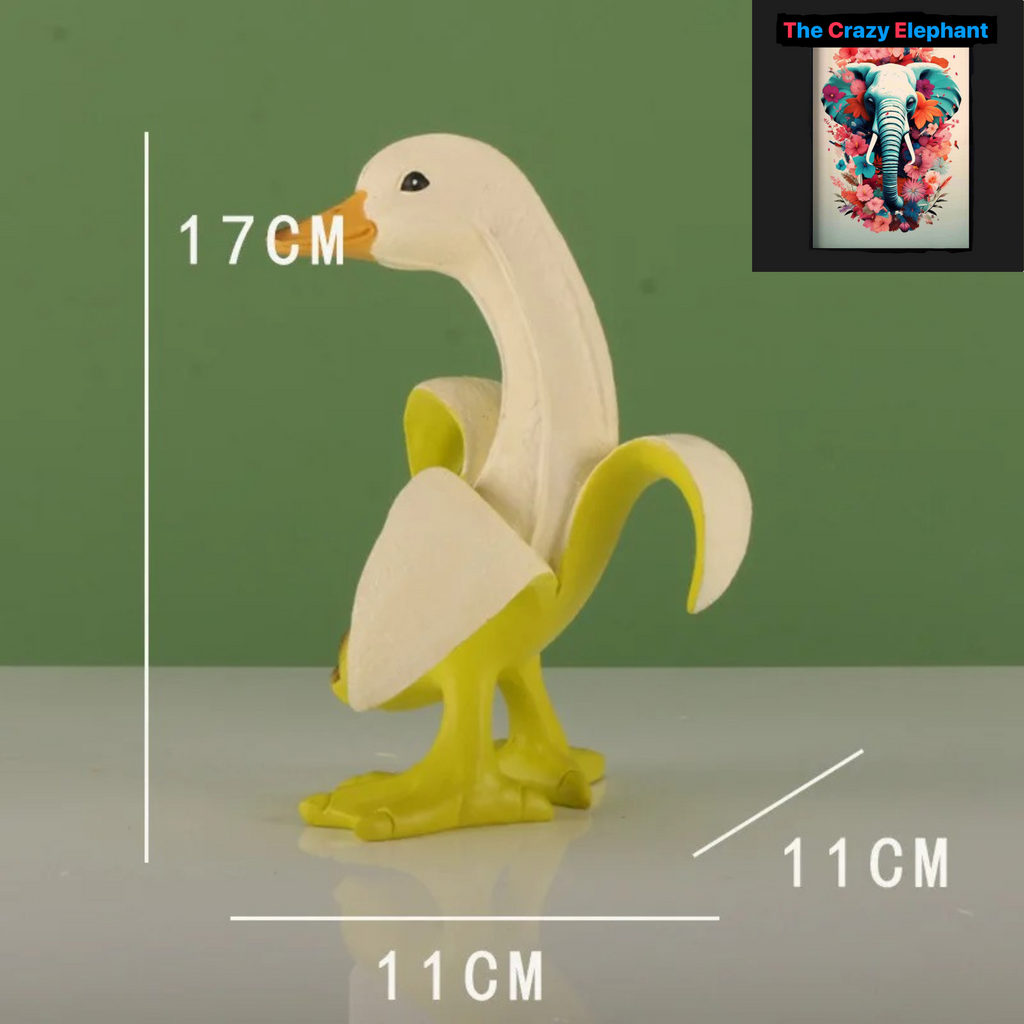 Cartoon Banana Duck Figurine: Funny Resin Animal Sculpture