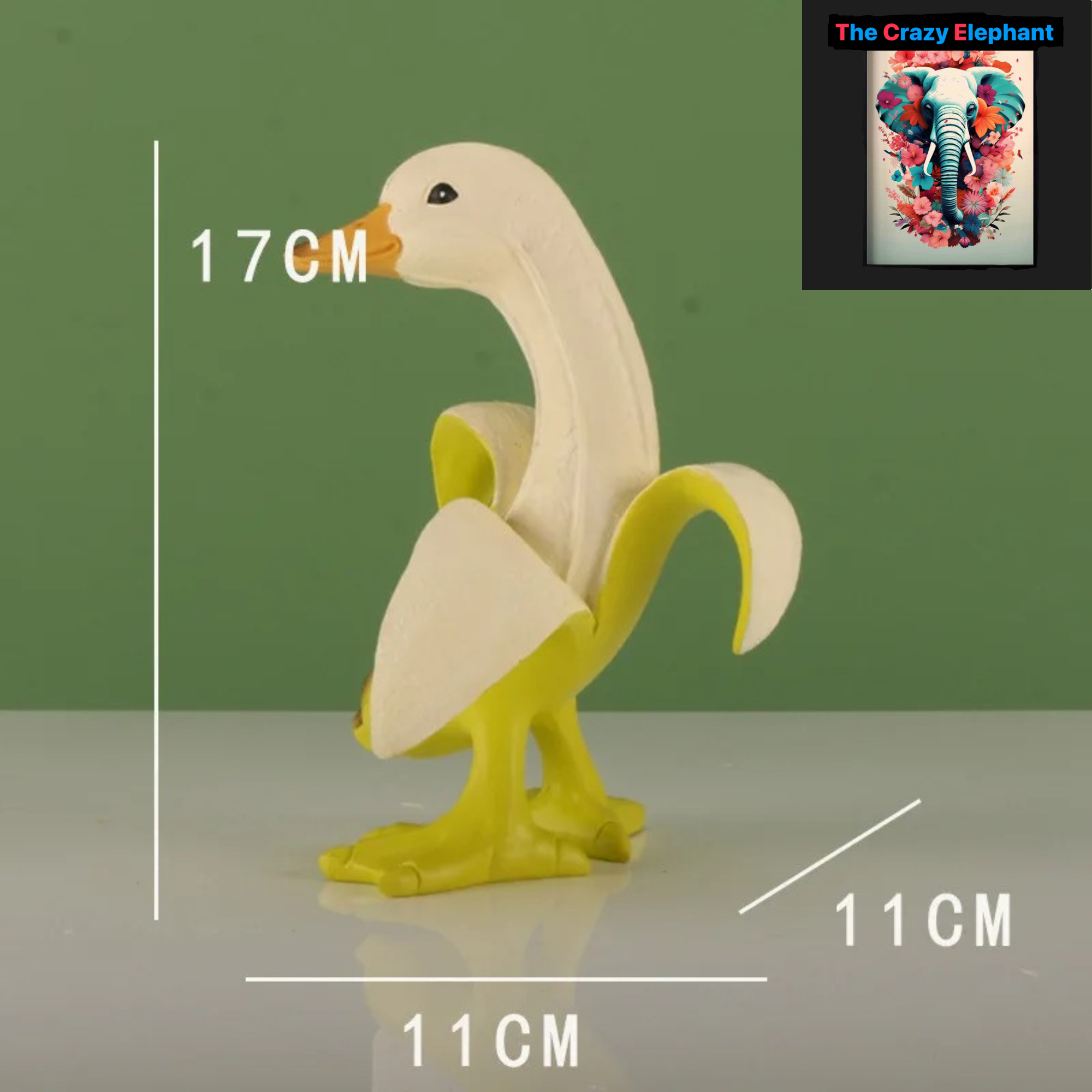 Cartoon Banana Duck Figurine: Funny Resin Animal Sculpture